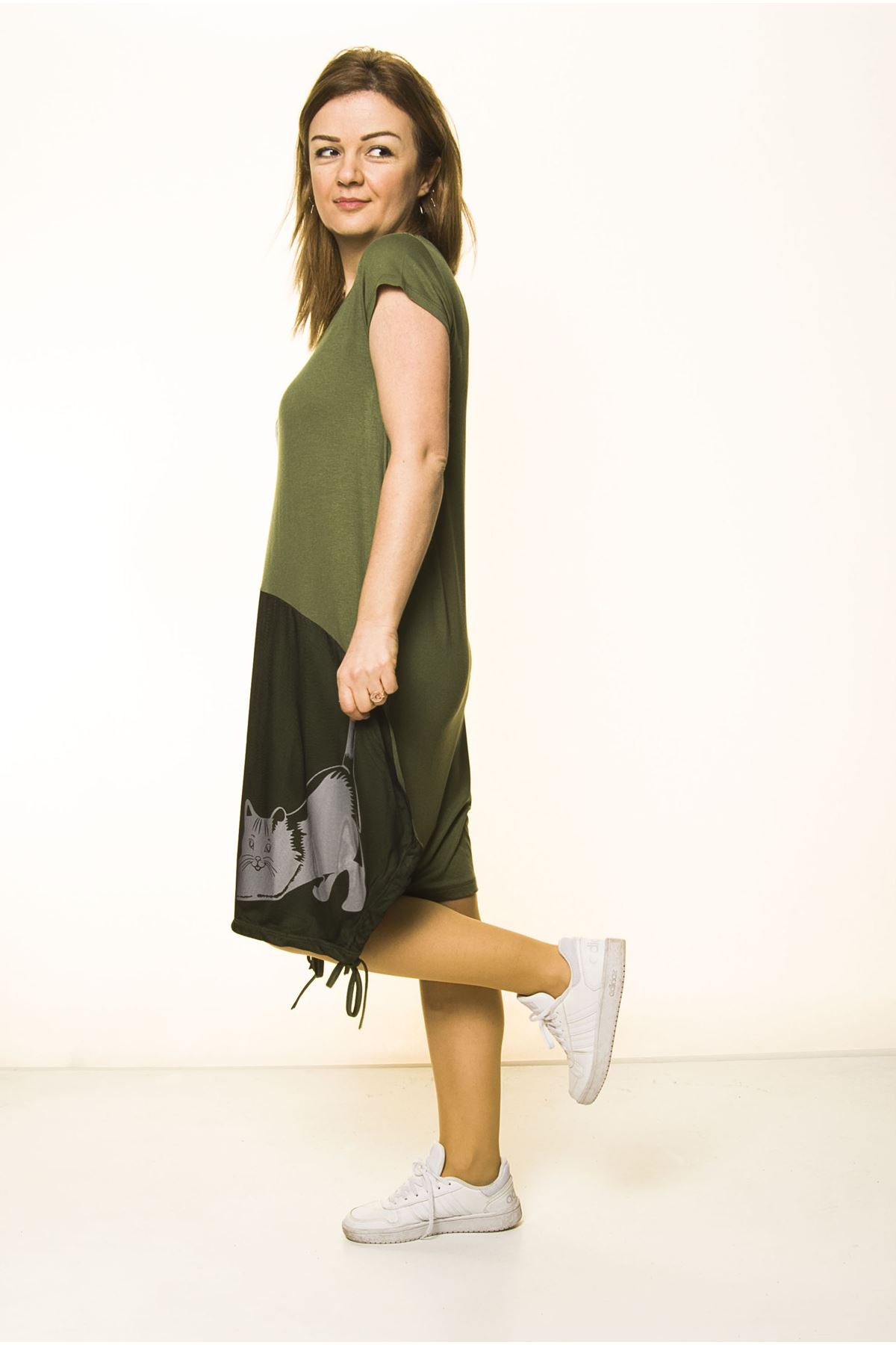 Yeşil Kadın Spor Şık Elbise 5D-2095