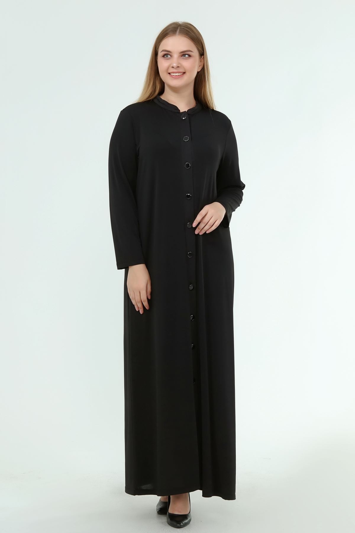 Kadın Siyah Uzun Düğmeli Elbise  A1-4054