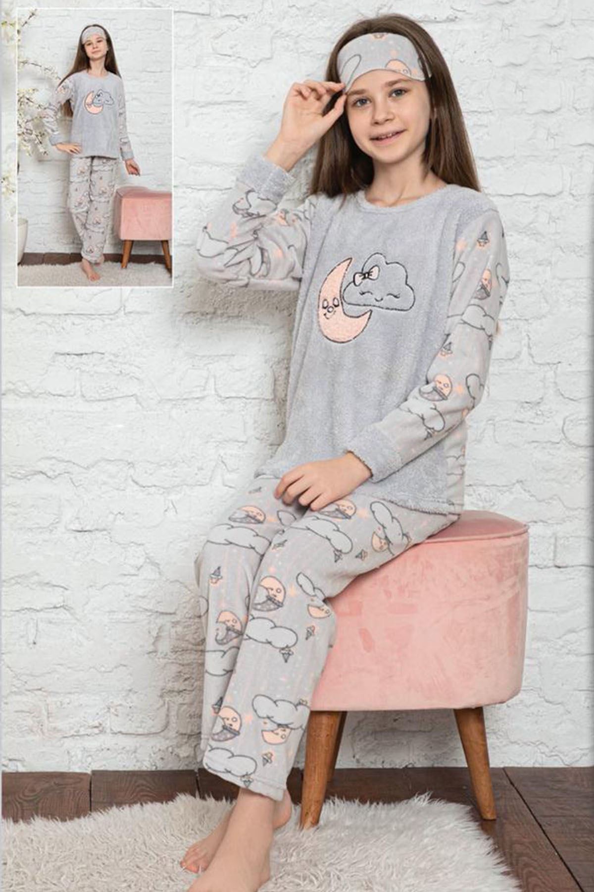 Çocuk Desenli Kışlık Polar Pijama Takımı 3E-0497