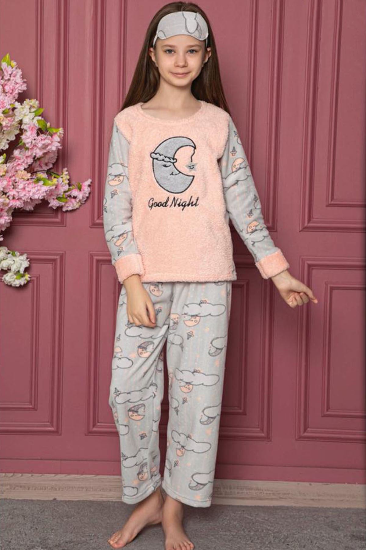 Çocuk Desenli Kışlık Polar Pijama Takımı 3E-0493