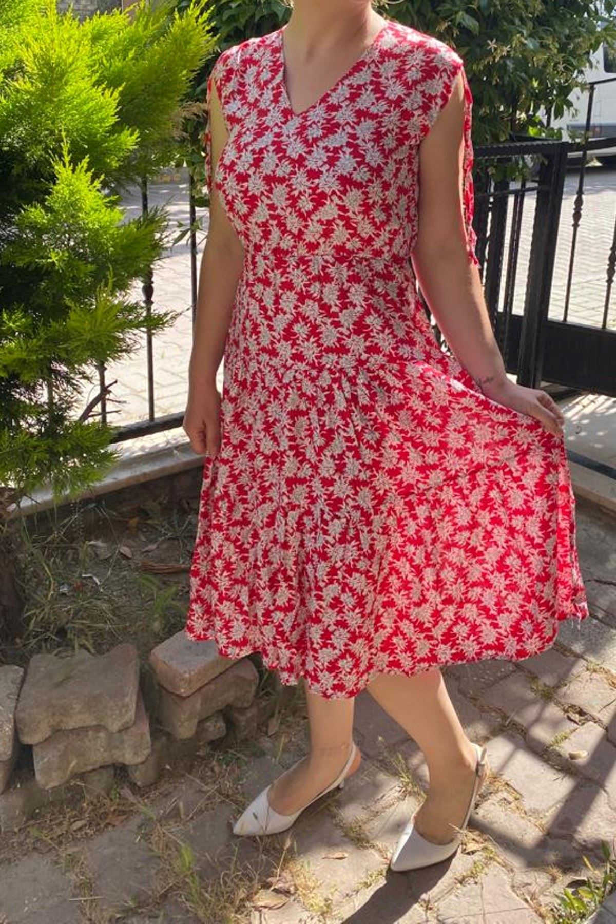 Kadın Çiçek Desenli Midi Yazlık Elbise A1-5074