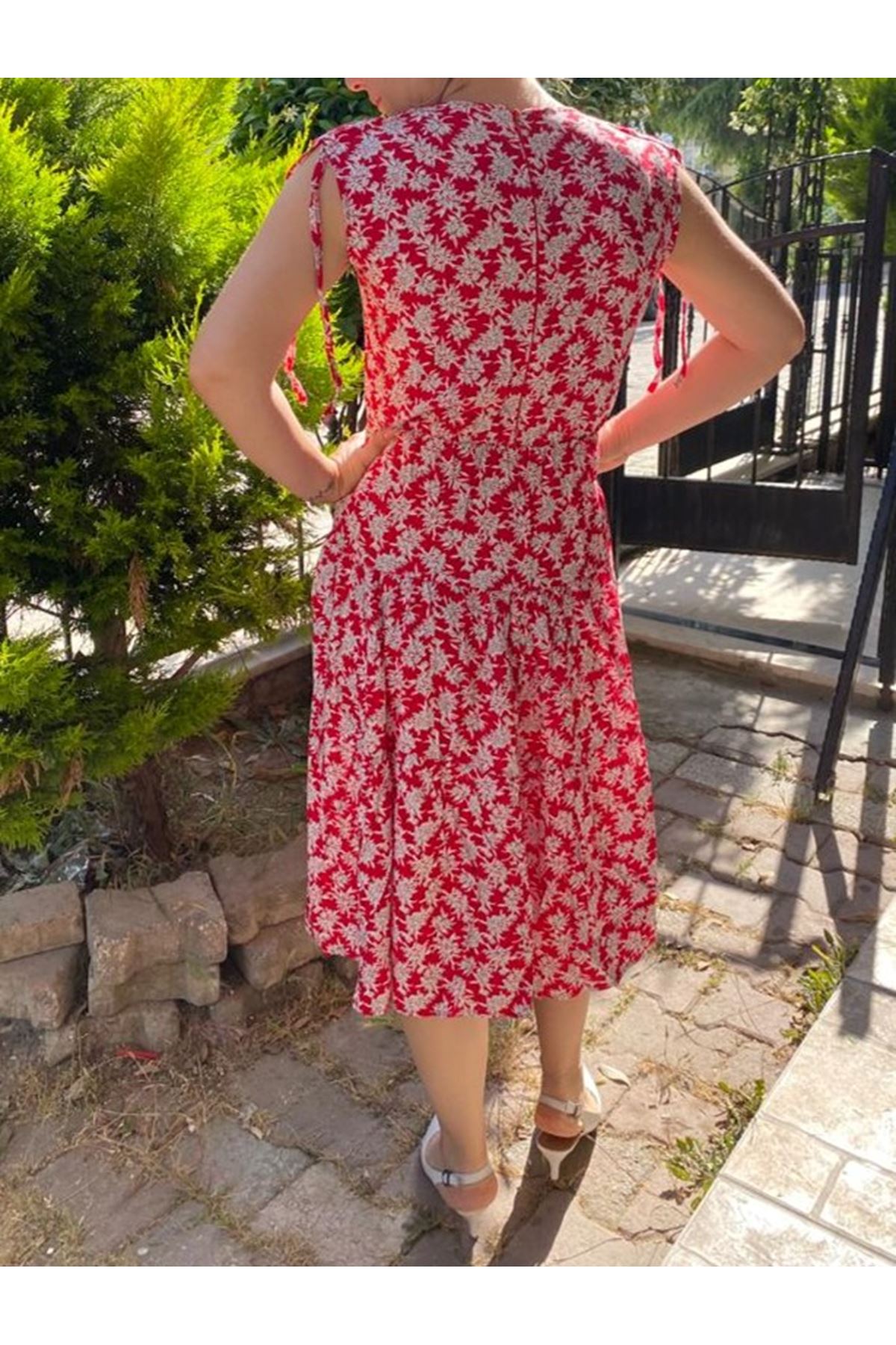 Kadın Çiçek Desenli Midi Yazlık Elbise A1-5074