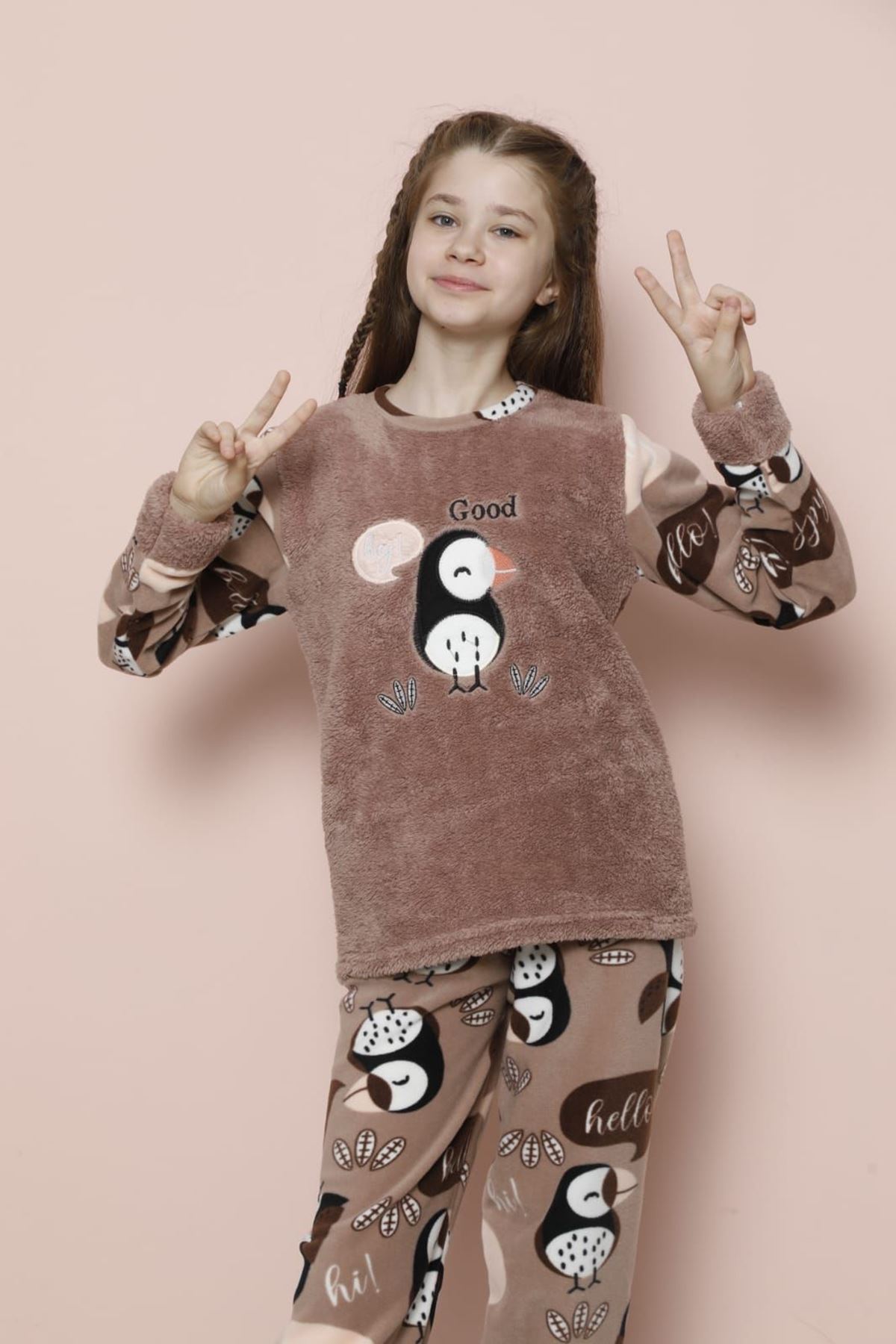 Çocuk Desenli Kışlık Polar Pijama Takımı 9C-20238K
