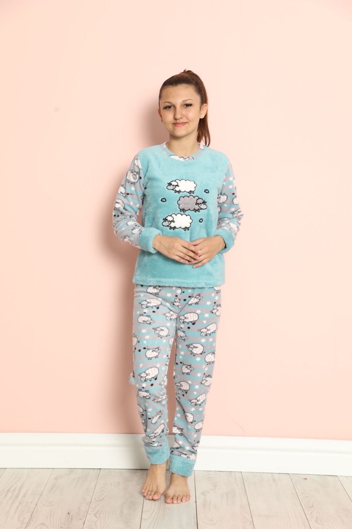 Çocuk Desenli Kışlık Polar Pijama Takımı 9C-20302M