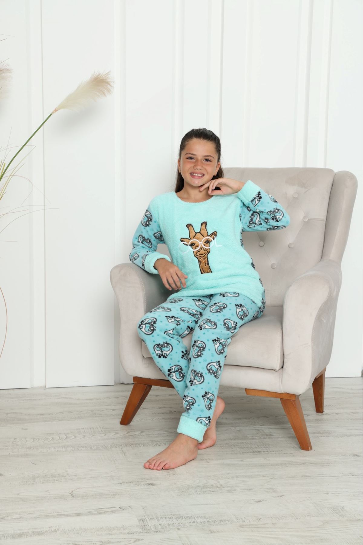 Çocuk Desenli Kışlık Welsoft Polar Pijama Takımı 5C-7003