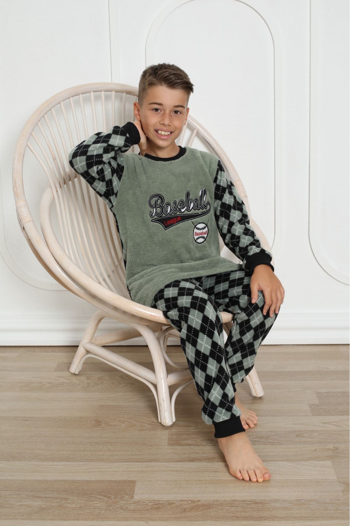 Erkek Çocuk Desenli Kışlık Welsoft Polar Pijama Takımı 15D-0212