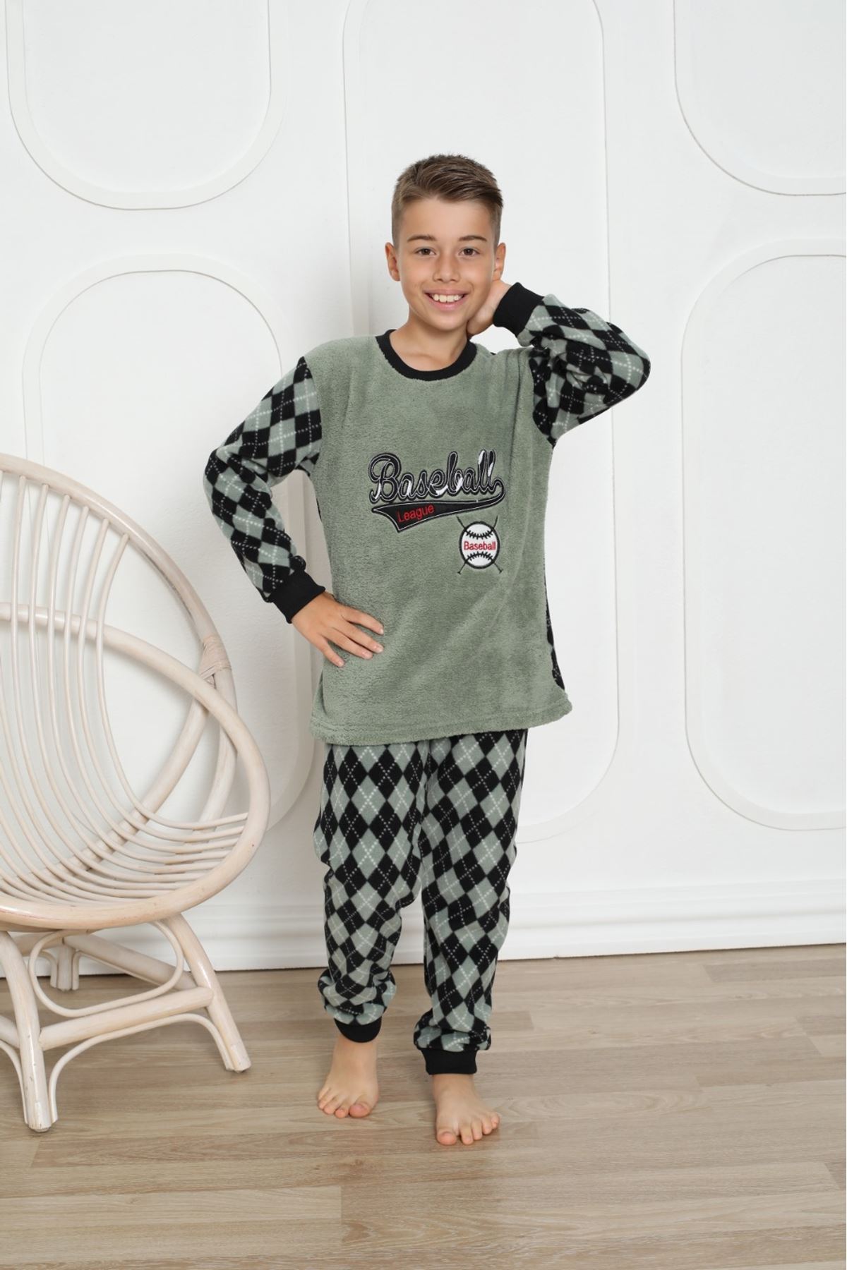 Erkek Çocuk Desenli Kışlık Welsoft Polar Pijama Takımı 15D-0212