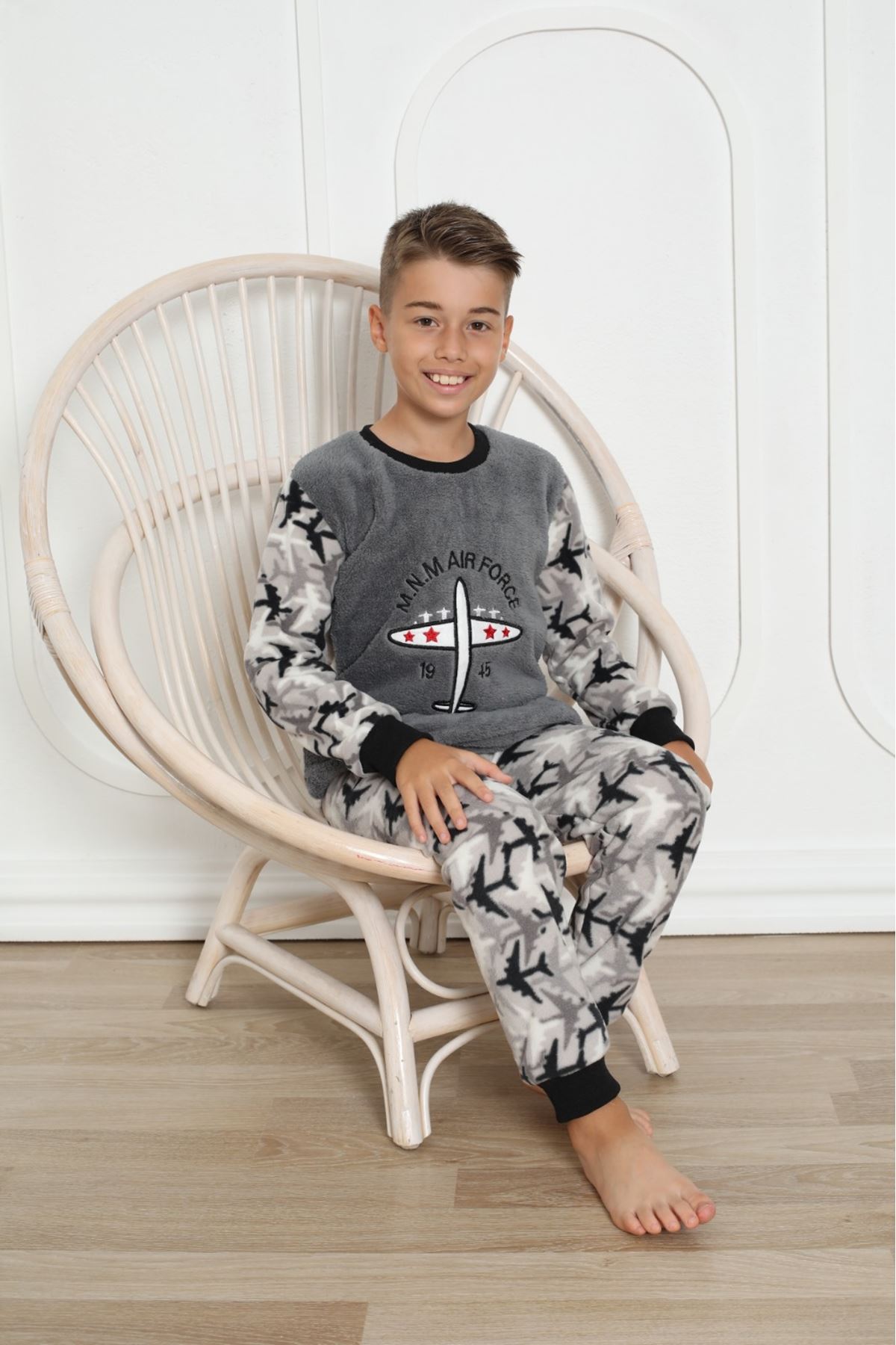 Erkek Çocuk Desenli Kışlık Welsoft Polar Pijama Takımı 15D-1827