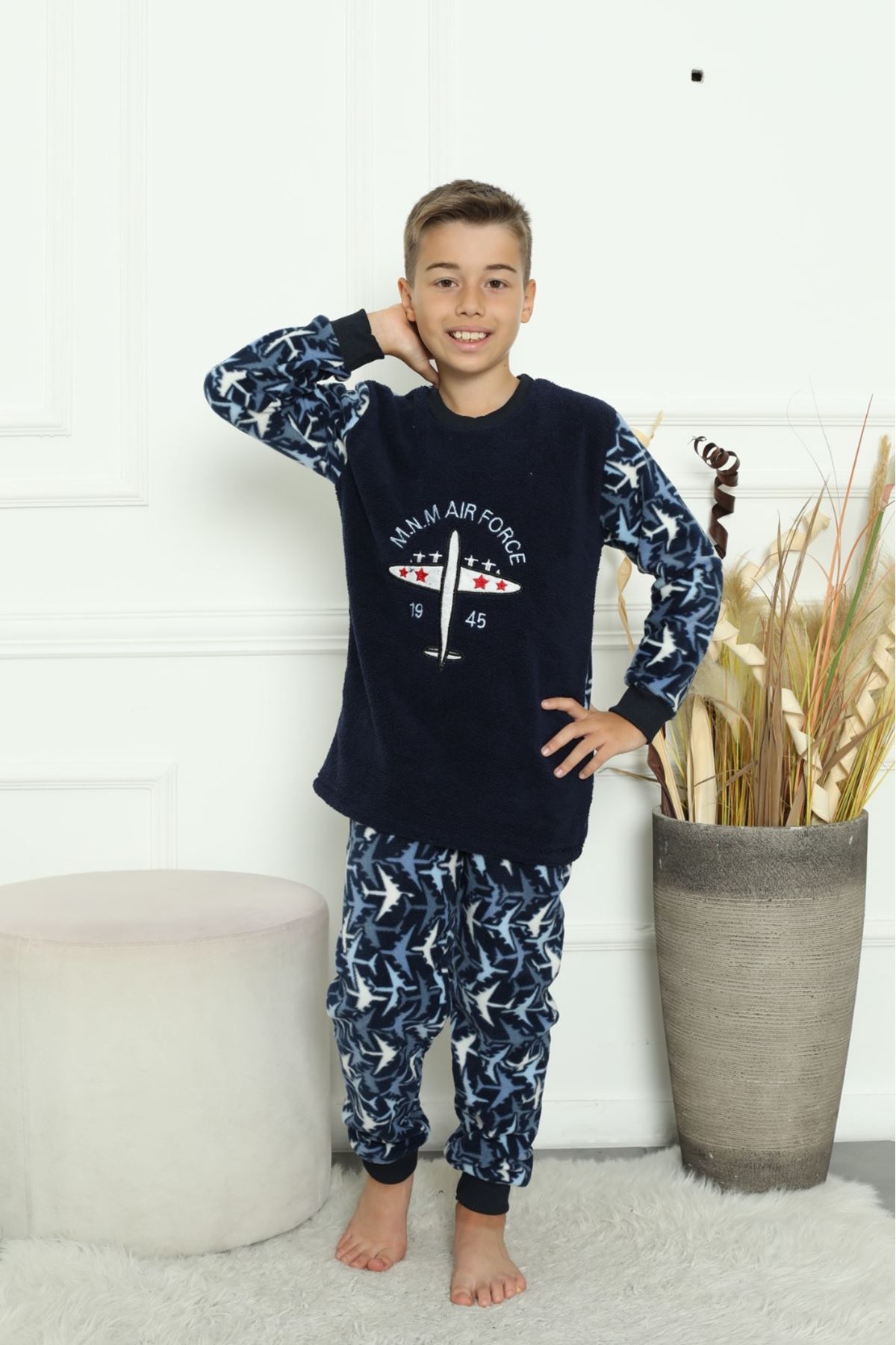 Erkek Çocuk Desenli Kışlık Welsoft Polar Pijama Takımı 3E-3331