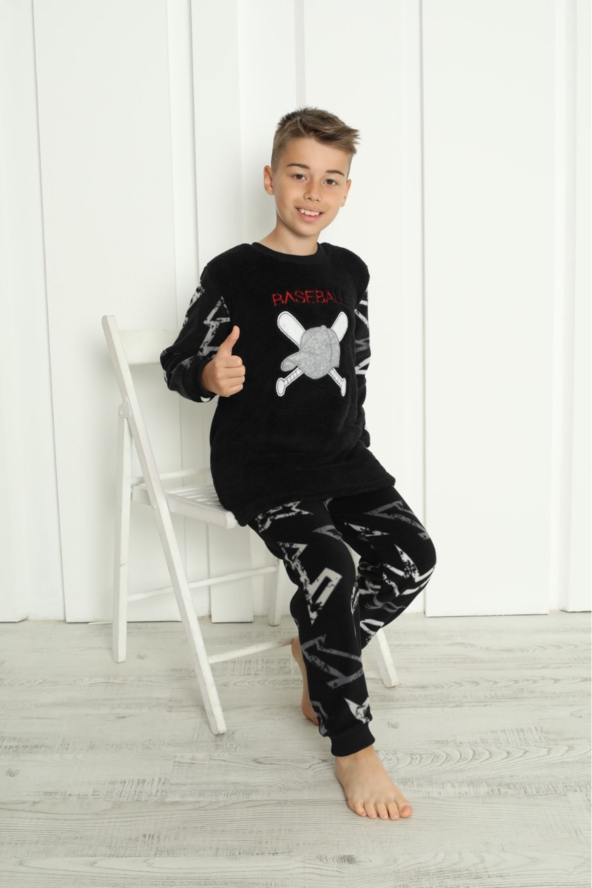 Erkek Çocuk Desenli Kışlık Welsoft Polar Pijama Takımı 7D-5916