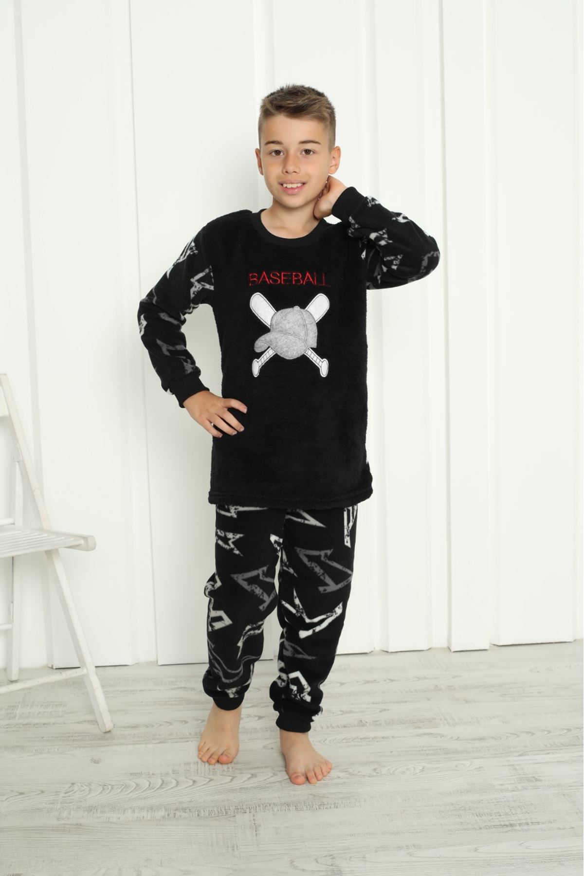 Erkek Çocuk Desenli Kışlık Welsoft Polar Pijama Takımı 7D-5916