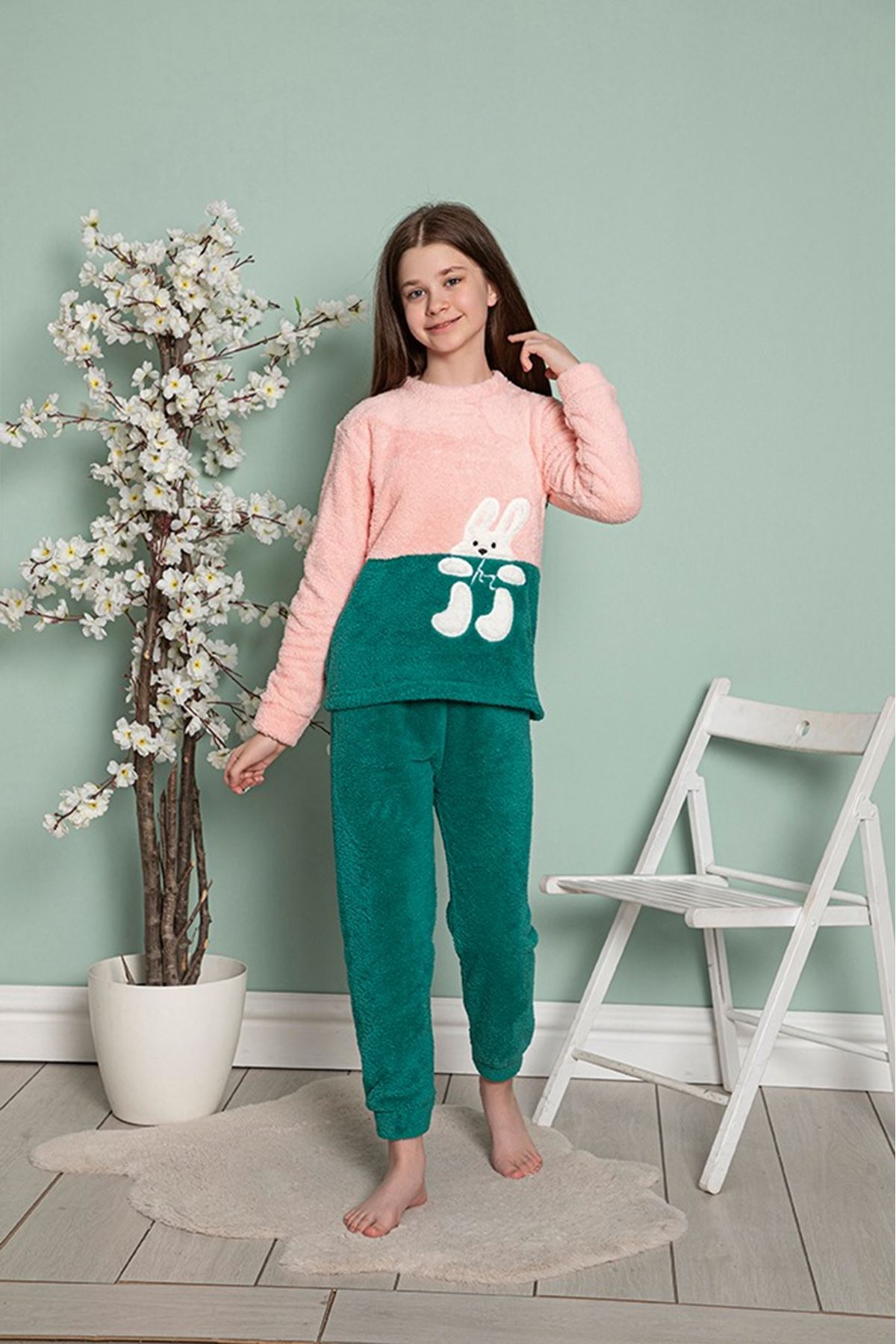 Çocuk Desenli Kışlık Peluş Welsoft Pijama Takımı 2D-10235