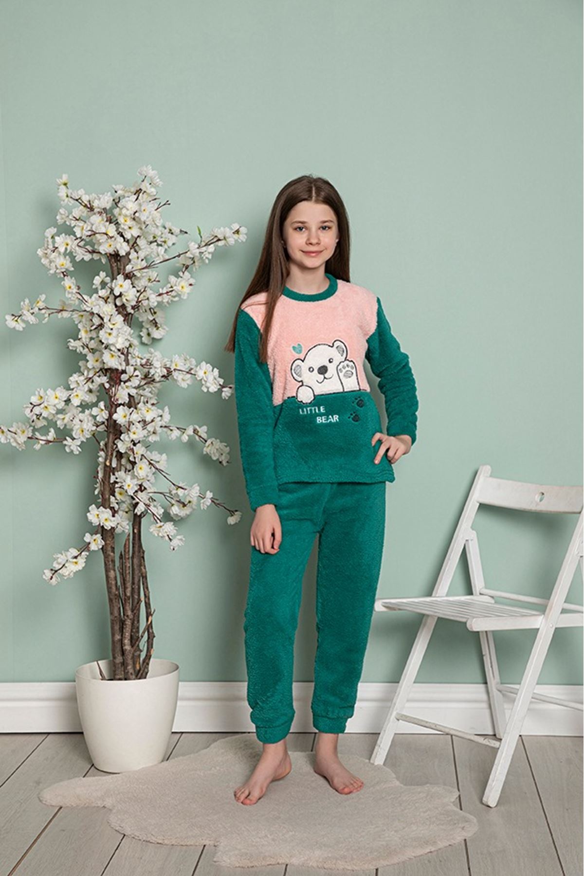 Yeni Çocuk Desenli Kışlık Peluş Welsoft Pijama Takımı 1C-10233